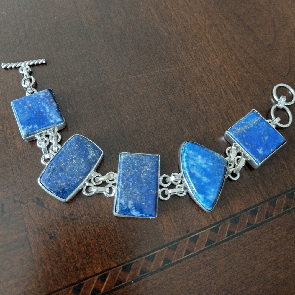 Lapis Lazuli and silver bracelet 7-7.5"